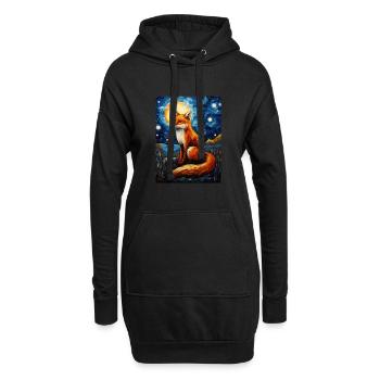 fuchs, Sternennacht, Van Gogh, Style - Hoodie-Kleid - Schwarz - Vorne