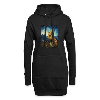 Lion, Van Gogh, Nuit Étoilée, Animal, Lions - Sweat-shirt à capuche long Femme - noir - Devant