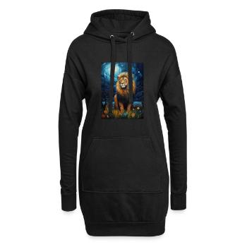 Lion, Van Gogh, Nuit Étoilée, Animal, Lions - Sweat-shirt à capuche long Femme - noir - Devant