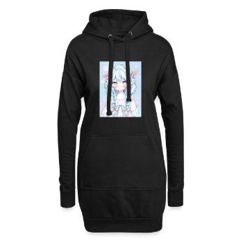 elfe, anime, fille, otaku, kawaii, mignon - Sweat-shirt à capuche long Femme - noir - Devant