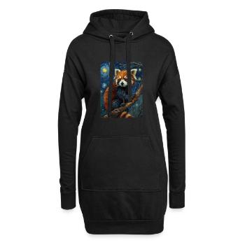 Panda Roux, Van Gogh, Style - Sweat-shirt à capuche long Femme - noir - Devant