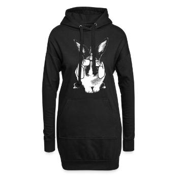 Hase Tierliebhaber Kopfhörer Sonnenbrille Naturfan - Hoodie-Kleid - Schwarz - Vorne