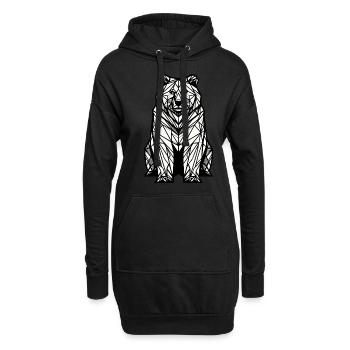 Bär Polygon - Hoodie-Kleid - Schwarz - Vorne