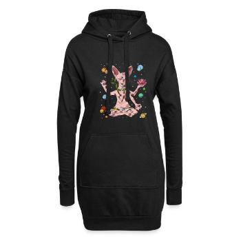 Sphynx Katzen Meditation - Hoodie-Kleid - Schwarz - Vorne