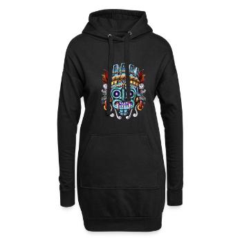 Aztekischer Gott Tlaloc - Hoodie-Kleid - Schwarz - Vorne