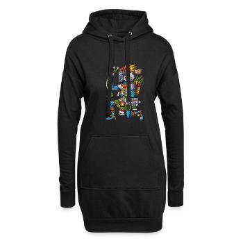 Antiker Aztekengott Tlaloc - Hoodie-Kleid - Schwarz - Vorne