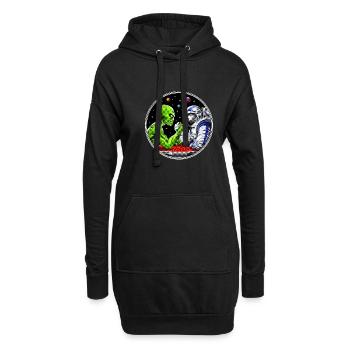 Außerirdischer Astronaut Armdrücken - Hoodie-Kleid - Schwarz - Vorne