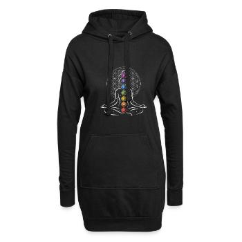 Chakra de méditation - Sweat-shirt à capuche long Femme - noir - Devant