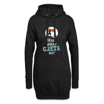 What would Greta do? - White Superhero Edition - Hoodie-Kleid - Schwarz - Vorne
