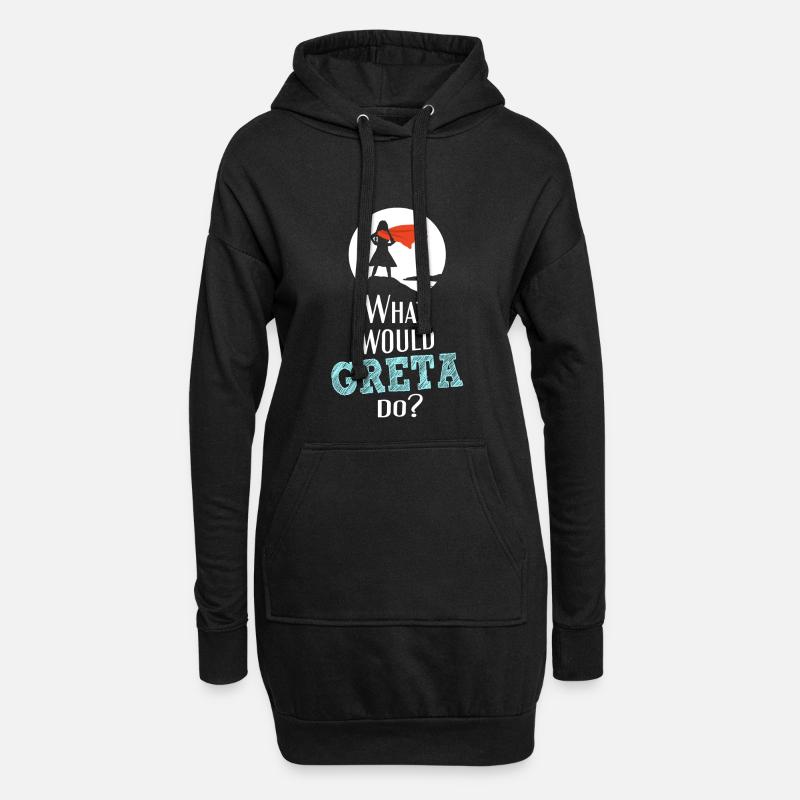 What would Greta do? - White Superhero Edition - Hoodie-Kleid - Schwarz