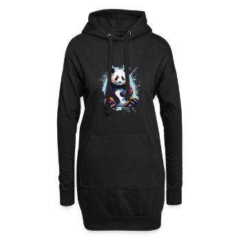 Panda - Sweat-shirt à capuche long Femme - noir - Devant