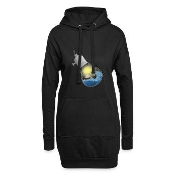 Glühbirne Schiff auf dem Meer - Hoodie-Kleid - Schwarz - Vorne