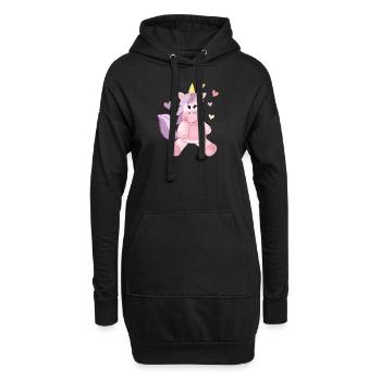 Einhorn - Hoodie-Kleid - Schwarz - Vorne