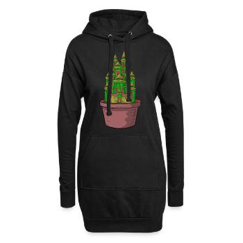 MY CACTUS IS MY CASTLE - KAKTUS SCHLOSS - Hoodie-Kleid - Schwarz - Vorne