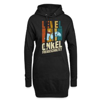 Level Onkel Freigeschaltet - Hoodie-Kleid - Schwarz - Vorne