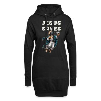Jésus Soccer Cadeau Drôle Football Dieu Jésus Citation - Sweat-shirt à capuche long Femme - noir - Devant