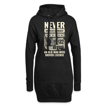 Ne sous-estimez jamais un vieil homme avec un permis de conduire - Sweat-shirt à capuche long Femme - noir - Devant