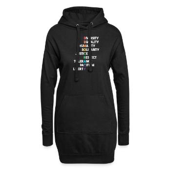 Démocratie, Termes, Respect, Tolérance - Sweat-shirt à capuche long Femme - noir - Devant