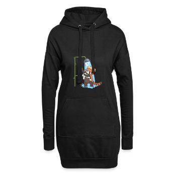 Un panda rouge prend une douche. - Sweat-shirt à capuche long Femme - noir - Devant