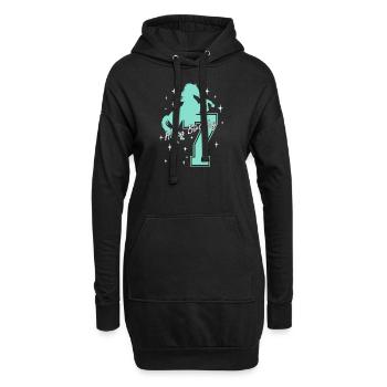 7. Geburtstag Reiten Pferd Reitstall - Hoodie-Kleid - Schwarz - Vorne