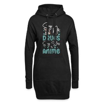 Anime Comic Senpai Waifu - Hoodie-Kleid - Schwarz - Vorne