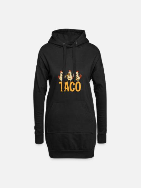 Three Sweet Chicken Eating Taco - Hoodie Dress - black