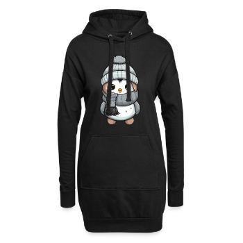 Pingouin Hiver Animal Mignon Bande Dessinée - Sweat-shirt à capuche long Femme - noir - Devant