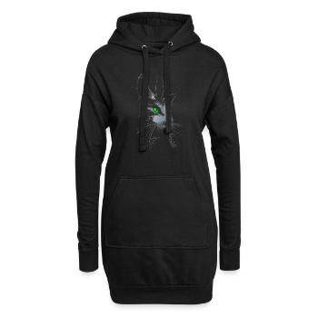 The Cat. - Sweat-shirt à capuche long Femme - noir - Devant