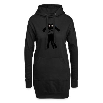 Sieste de chat - Sweat-shirt à capuche long Femme - noir - Devant