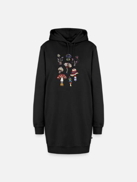 pilze - Hoodie-Kleid - Schwarz