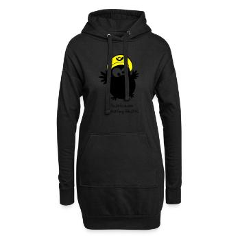 EULE // Brieftaube (Abbildung ähnlich) - Hoodie-Kleid - Schwarz - Vorne