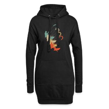 Vintage Retro Style Kitesurfen Lenkdrachensegeln - Hoodie-Kleid - Schwarz - Vorne