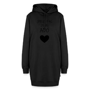 Teenager / Jugendliche / Jugendlicher / Kind - Hoodie-Kleid - Schwarz - Vorne - AI Model Female 172 light (172cm)