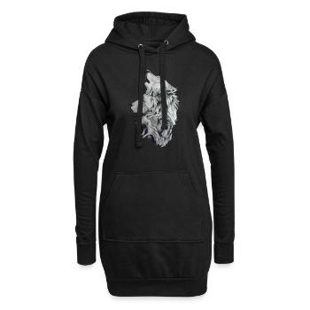 Drei Wölfe - Hoodie-Kleid - Schwarz - Vorne