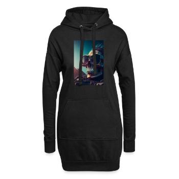 Totenkopf-Sonnenbrille! Einzigartiger Stil, origineller Humor - Hoodie-Kleid - Schwarz - Vorne