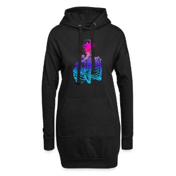 schädel skelett tod halloween horror schwarz tot - Hoodie-Kleid - Schwarz - Vorne