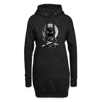 Ninja Katze - Samurai Kätzchen - Hoodie-Kleid - Schwarz - Vorne