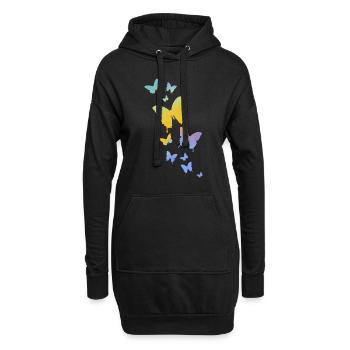 Schmetterling Schmetterling Tier bunt Farbe - Hoodie-Kleid - Schwarz - Vorne