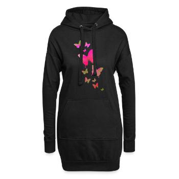 Schmetterling Schmetterling Tier bunt Farbe - Hoodie-Kleid - Schwarz - Vorne