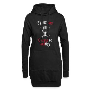 j'peux pas j'ai course de drones - Sweat-shirt à capuche long Femme - noir - Devant