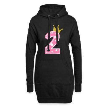 2 Krone 2. Geburtstag 2 Jahre - Hoodie-Kleid - Schwarz - Vorne