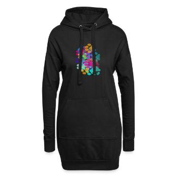 Pfote,Pfoten, Tatze, Fußabdrücke,katzenpfote - Hoodie-Kleid - Schwarz - Vorne