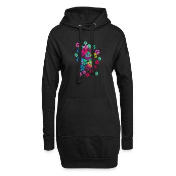 Pfote,Pfoten, Tatze, Fußabdrücke, pfotenabdrücke - Hoodie-Kleid - Schwarz - Vorne