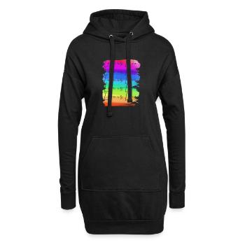 l’amour est l’amour, les cœurs, coloré, arc-en-ciel, l’amour, le rétro - Sweat-shirt à capuche long Femme - noir - Devant
