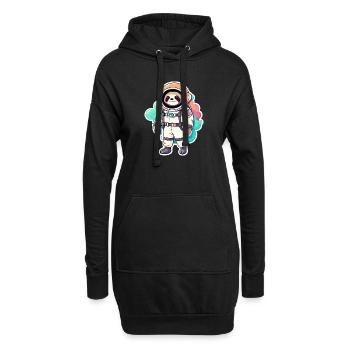 Illustration d’astronaute paresseux - Sweat-shirt à capuche long Femme - noir - Devant