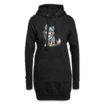 Illustration fantastique de loup - Sweat-shirt à capuche long Femme - noir - Devant
