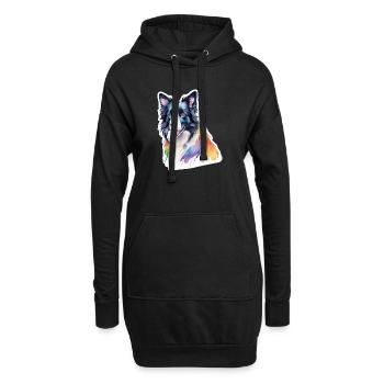 Border Collie Aquarelles - Sweat-shirt à capuche long Femme - noir - Devant