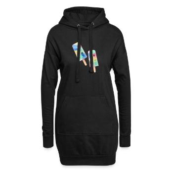 eis am stil,wassereis,buntes eis,sommer - Hoodie-Kleid - Schwarz - Vorne