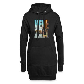 Venise Italie Illustration – Gondole et Canal Roma - Sweat-shirt à capuche long Femme - noir - Devant