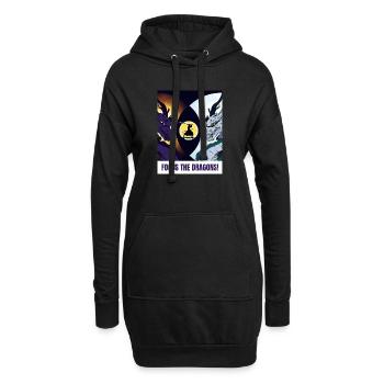 Samurai und zwei Drachen - Focus the Dragons - Hoodie-Kleid - Schwarz - Vorne